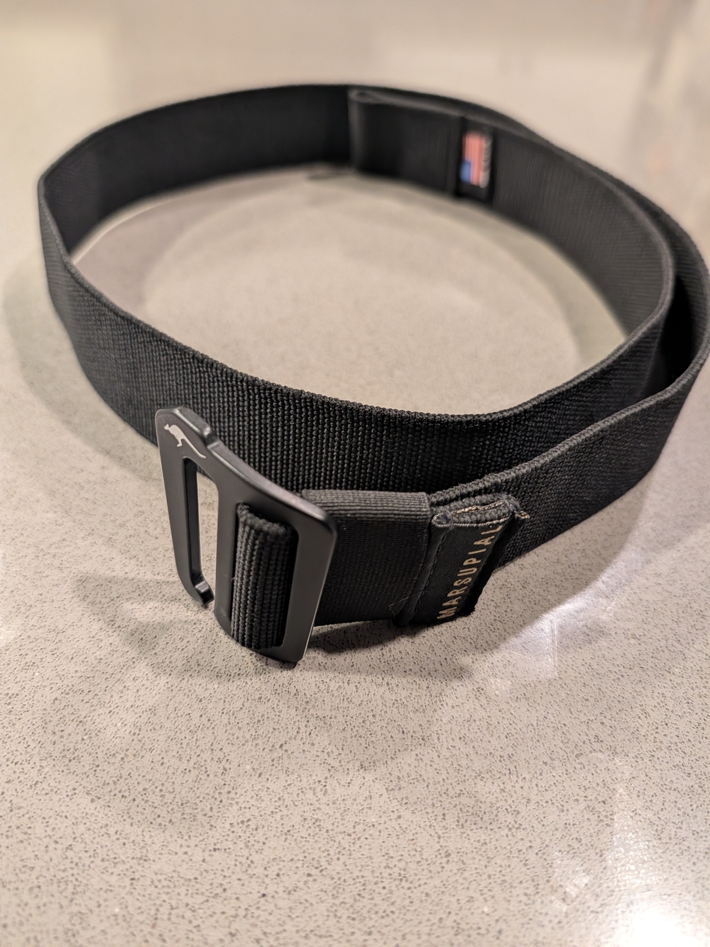 Marsupial Black Tactical Web Belt with Low-Profile Metal Buckle